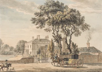 Nordostansicht des Hauses von Sir John Elvils in Englefield Green bei Egham in Surrey